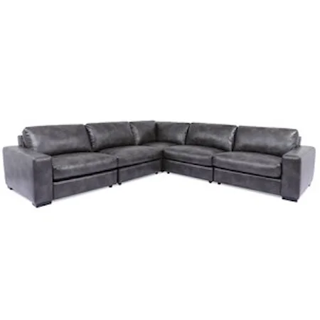 Contemporary 5-Piece Sectional with Track Arms